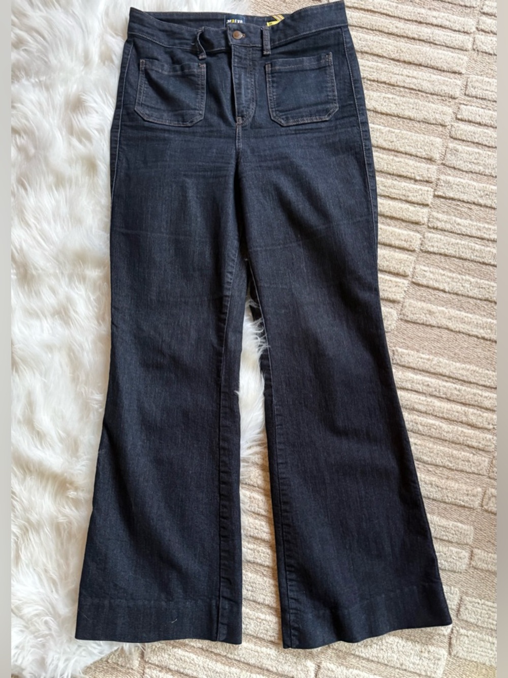 Maeve Dark Wash Black Wide-Leg Women’s Jeans